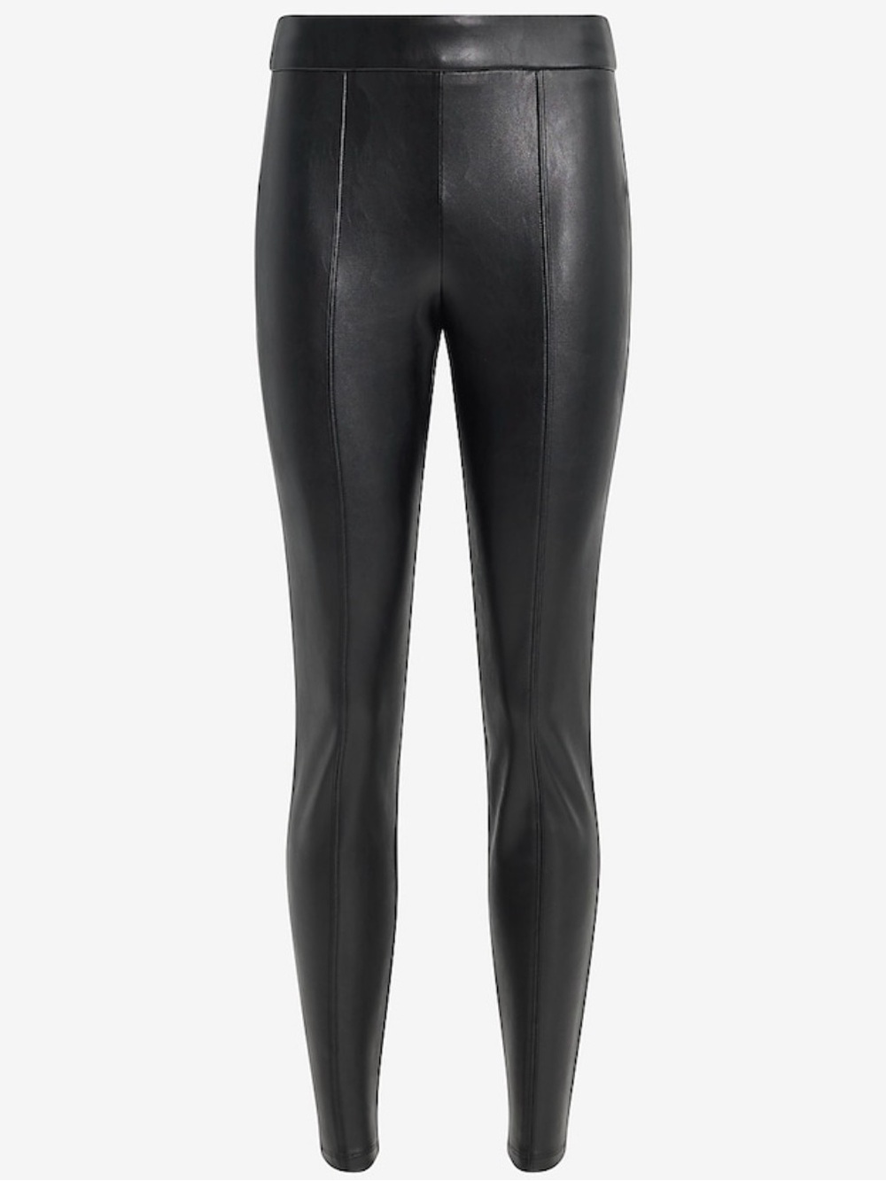 Express High Waisted black faux leather seamed leggings